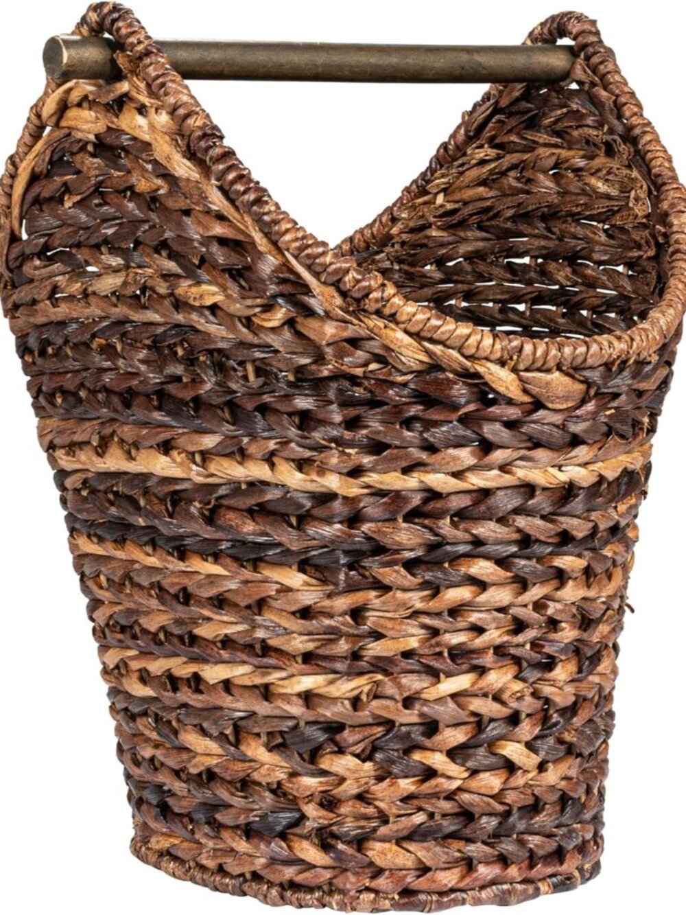 Boho Oval Braided Bankuan Bathroom Tissue/Toilet Paper Basket with Wood Handle, - Picture 4 of 8